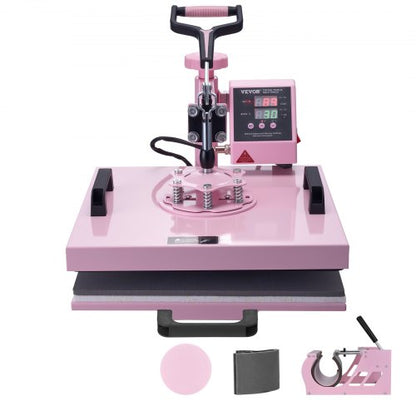 Máquina de Transferência Térmica 5 em 1 VEVOR 380x380 mm Rosa