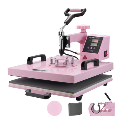 Máquina de Transferência Térmica 5 em 1 VEVOR 380x380 mm Rosa