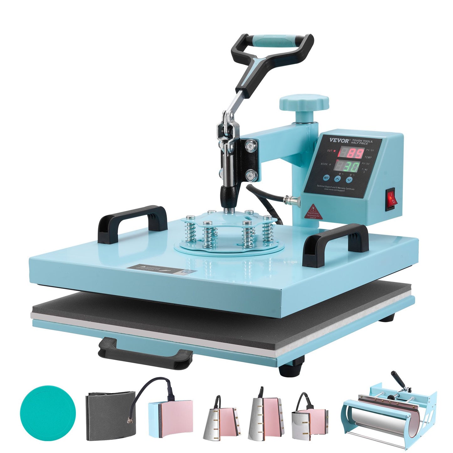 Máquina de Prensa Térmica 38x380 mm 8 em 1 VEVOR Verde