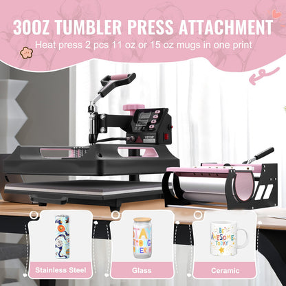 Prensa Térmica 8 em 1 VEVOR 380x380 mm Multifuncional