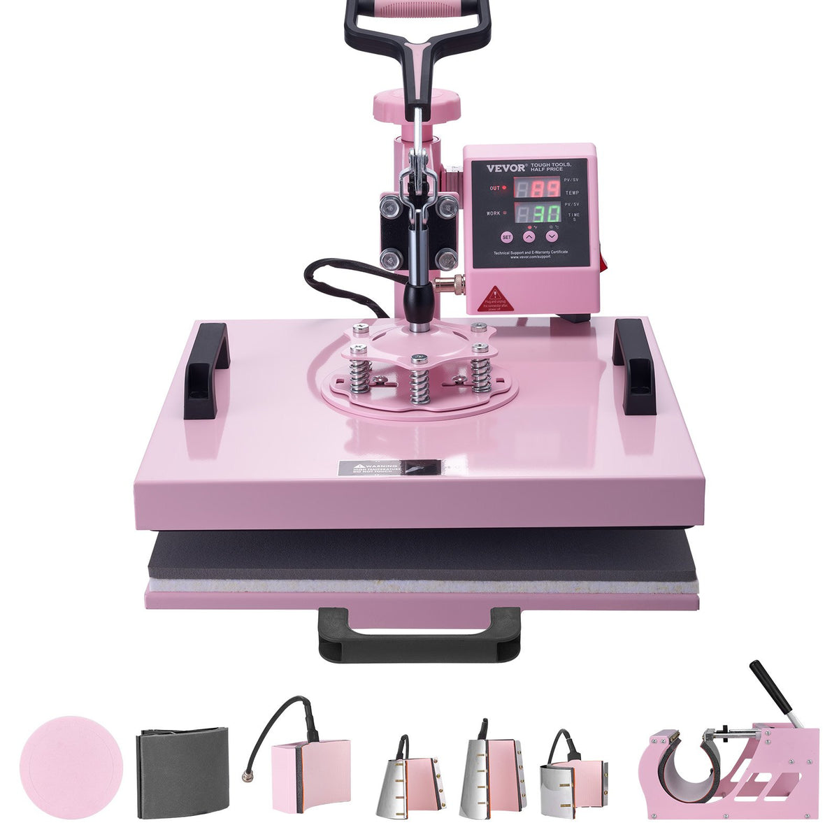 Máquina de Transferência Térmica 8 em 1 VEVOR 380x380 mm Rosa