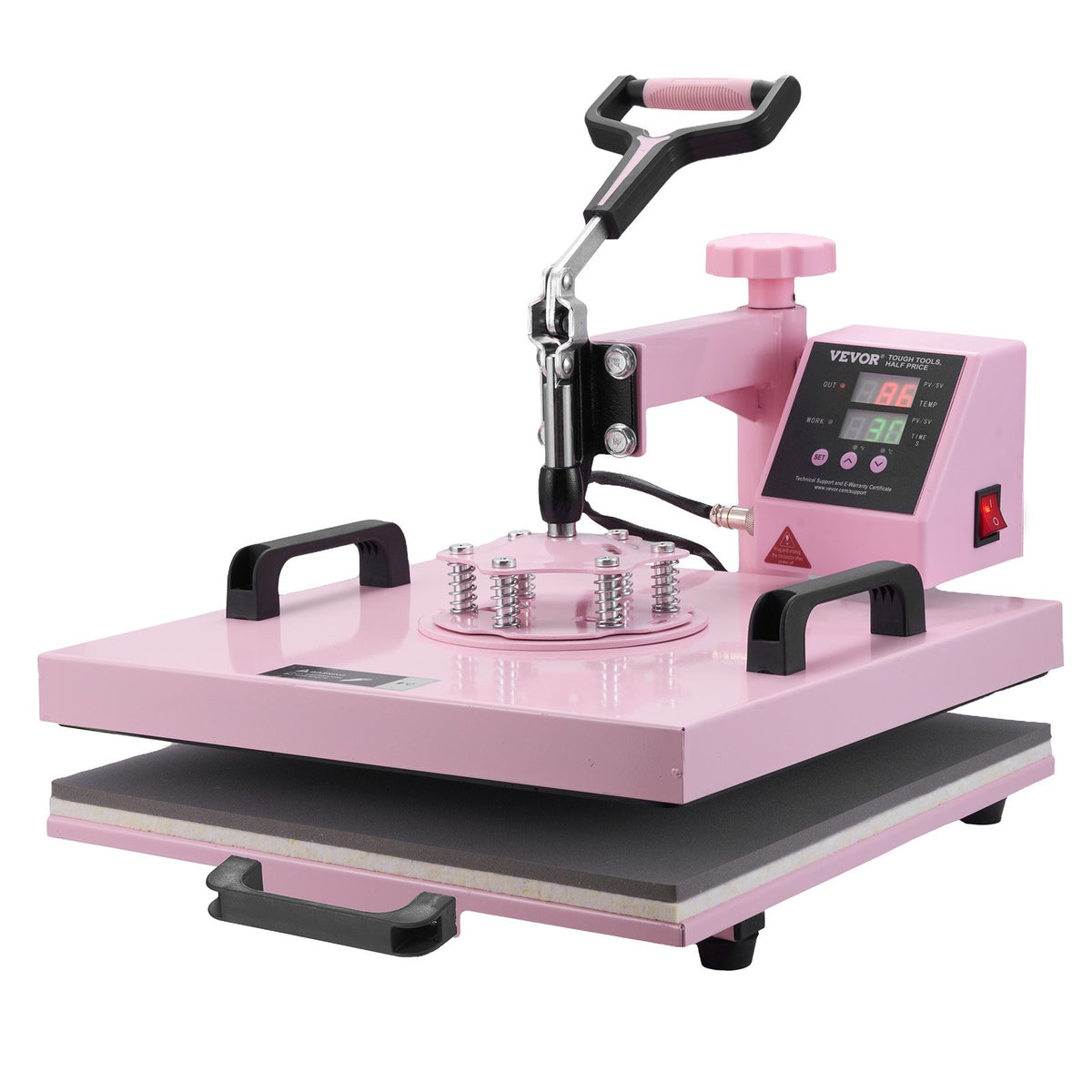 Máquina de Transferência Térmica 8 em 1 VEVOR 380x380 mm Rosa