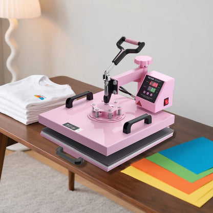 Prensa Térmica VEVOR 380x380 mm 8 em 1 Rosa