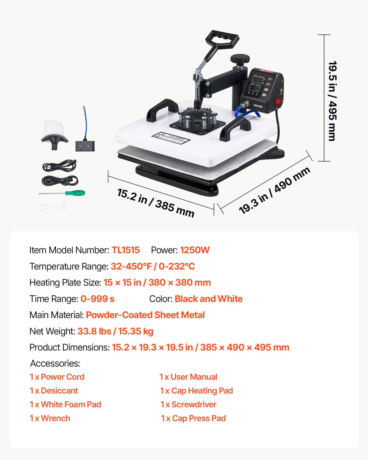 Máquina de Estampar Têxtil 380x380mm 2-em-1 VEVOR
