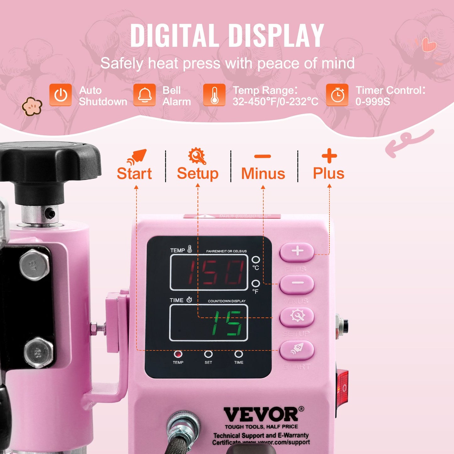 Máquina de Transferência Térmica 2 em 1 VEVOR Rosa