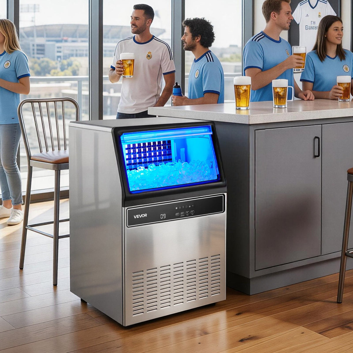 Máquina de Gelo Comercial VEVOR 54,4 kg/dia com Depósito 15 kg