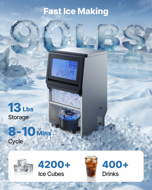 Máquina de Gelo VEVOR 41kg/24h com Armazenamento 6kg