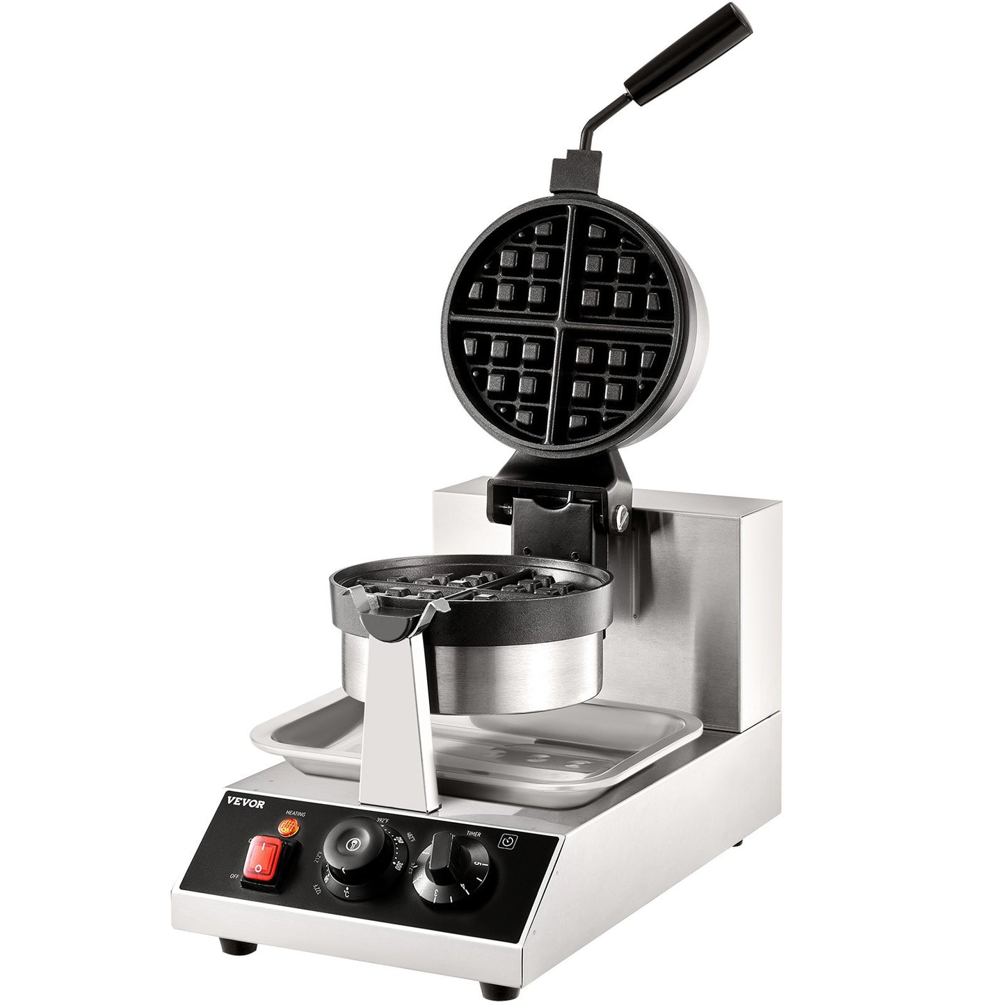 Máquina de Waffles Redonda VEVOR 1300W Rotativa Antiaderente