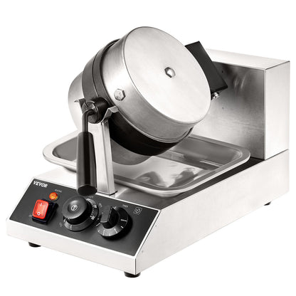 Máquina de Waffles Redonda VEVOR 1300W Rotativa Antiaderente