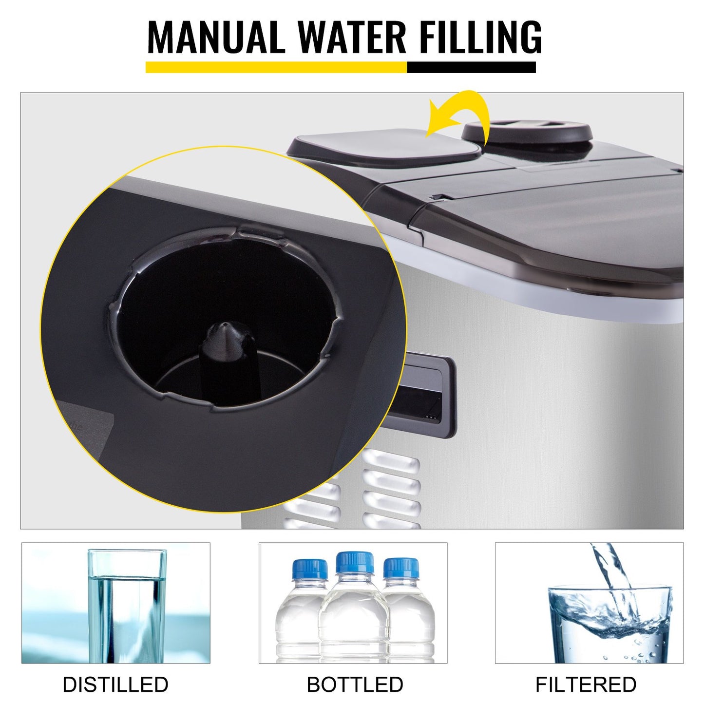 Máquina de Gelo Portátil VEVOR 18.1 kg com Dispensador