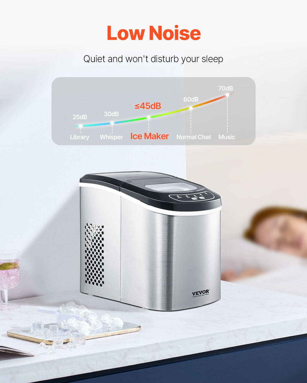 Máquina de Gelo VEVOR Portátil - 9 Cubos em 6 Minutos