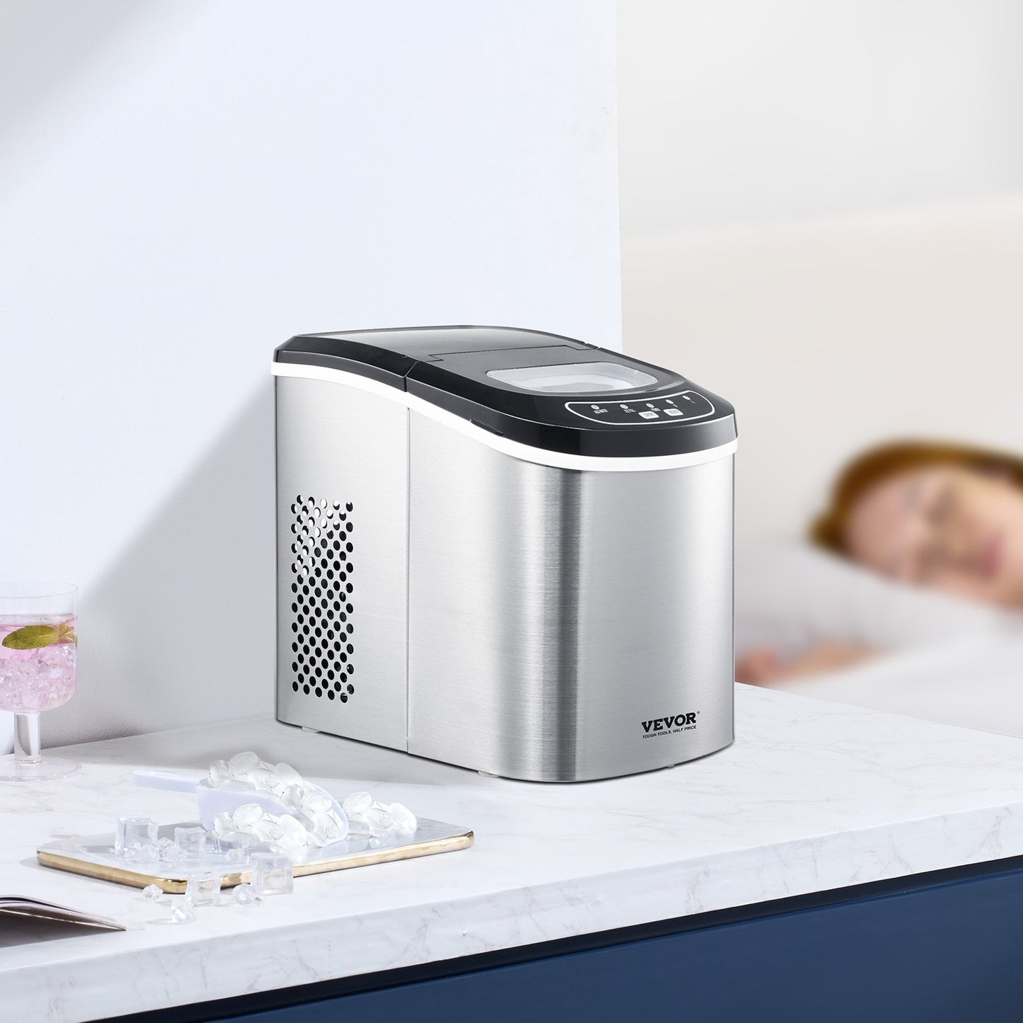 Máquina de Gelo VEVOR Portátil - 9 Cubos em 6 Minutos