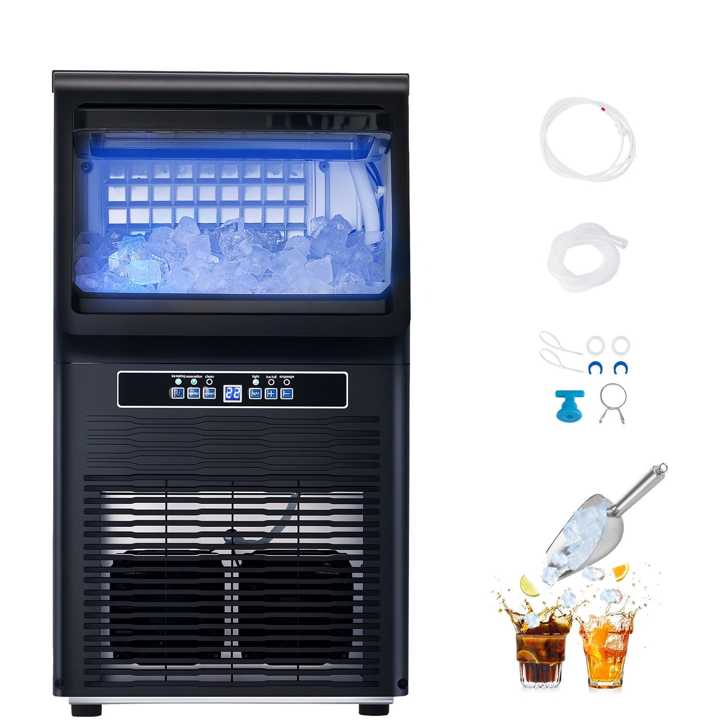 Máquina de Gelo Comercial VEVOR 80lbs/24H com Auto-Limpeza