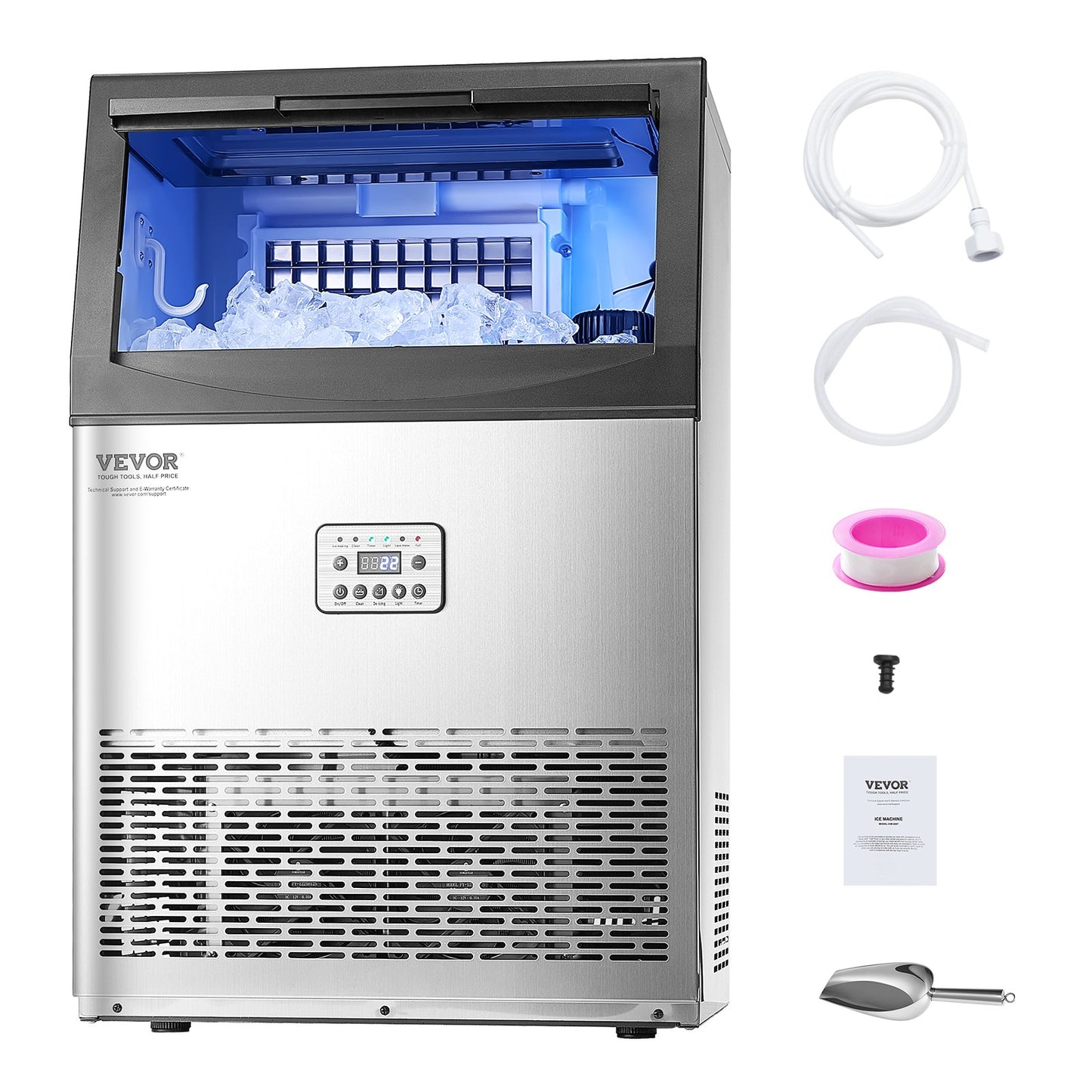 Máquina de Gelo Comercial VEVOR 90lbs/24H com Auto Limpeza