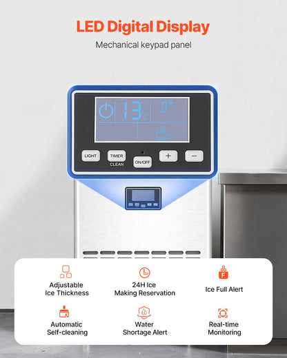 Máquina de Gelo Comercial VEVOR 100lbs/24H com Auto Limpeza