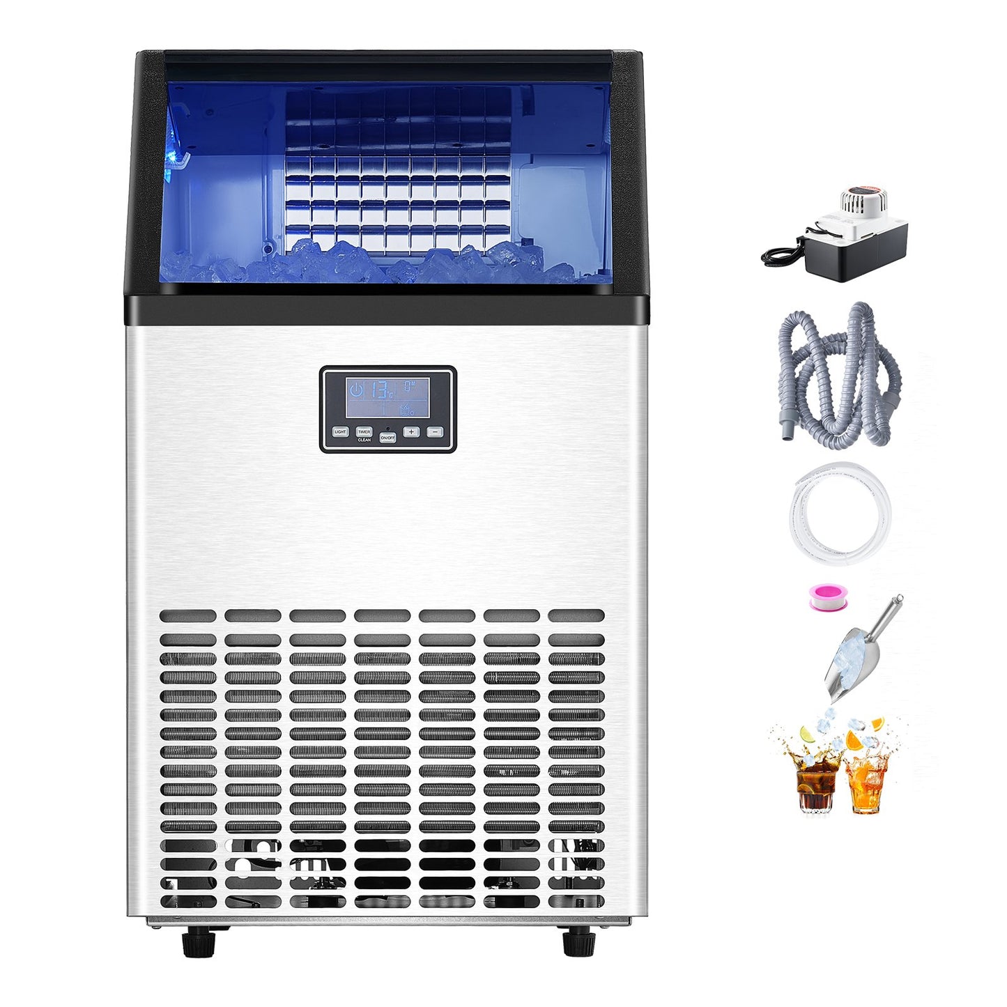 Máquina de Gelo Comercial VEVOR 100lbs/24H com Auto Limpeza