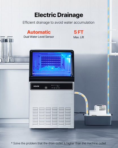 Máquina de Gelo Comercial VEVOR 59KG/24H com Armazenamento