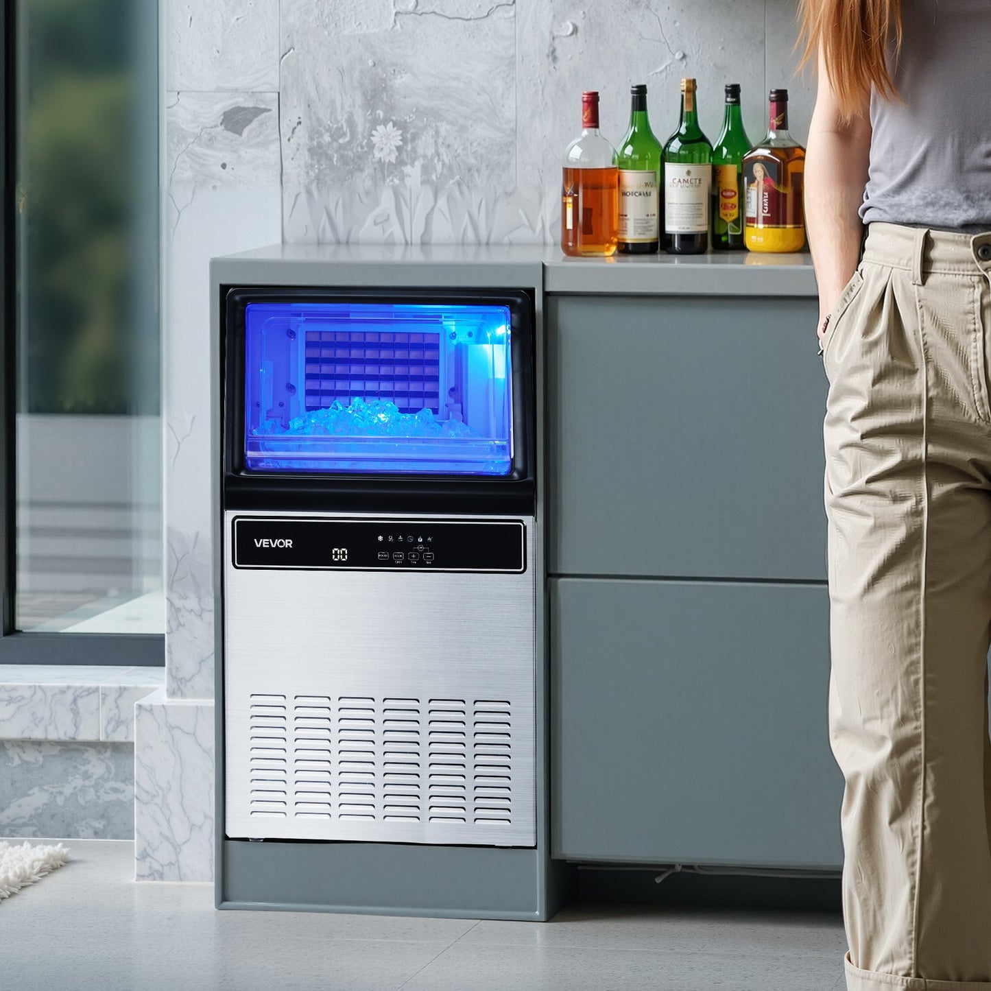 Máquina de Gelo Comercial VEVOR 59KG/24H com Armazenamento