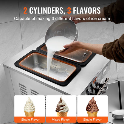 Máquina Comercial de Gelados Soft Serve 3 Sabores 34-44L/H