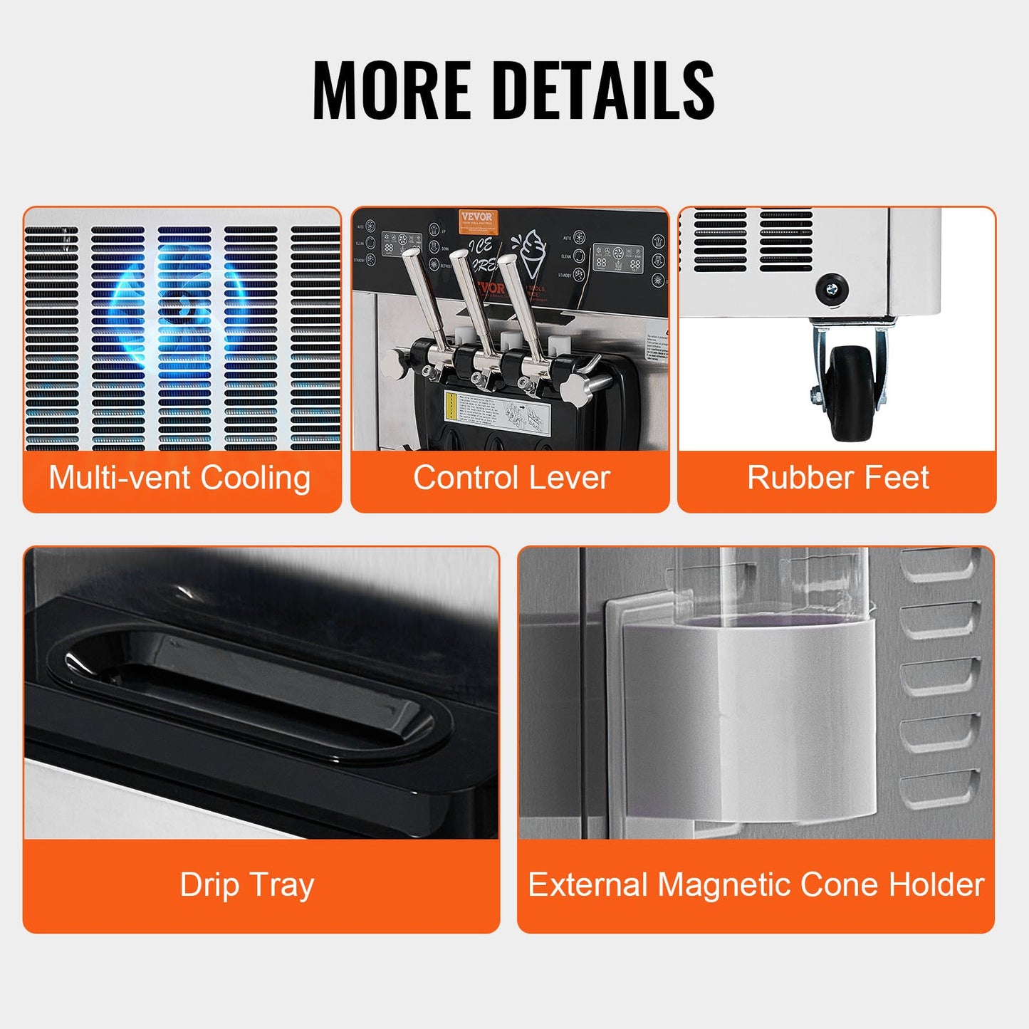 Máquina Comercial de Gelados Soft Serve 3 Sabores 34-44L/H
