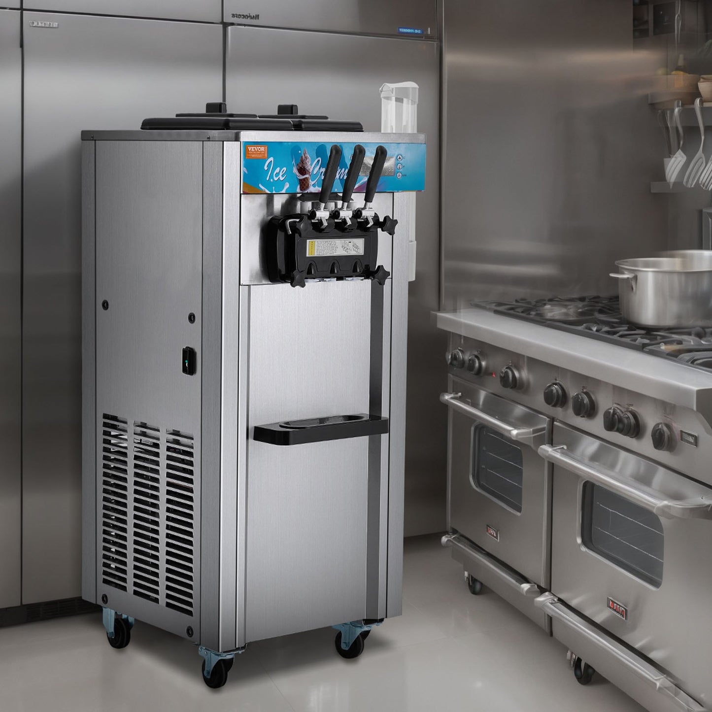 Máquina de Gelados Soft Serve Comercial 3 Sabores 1500W