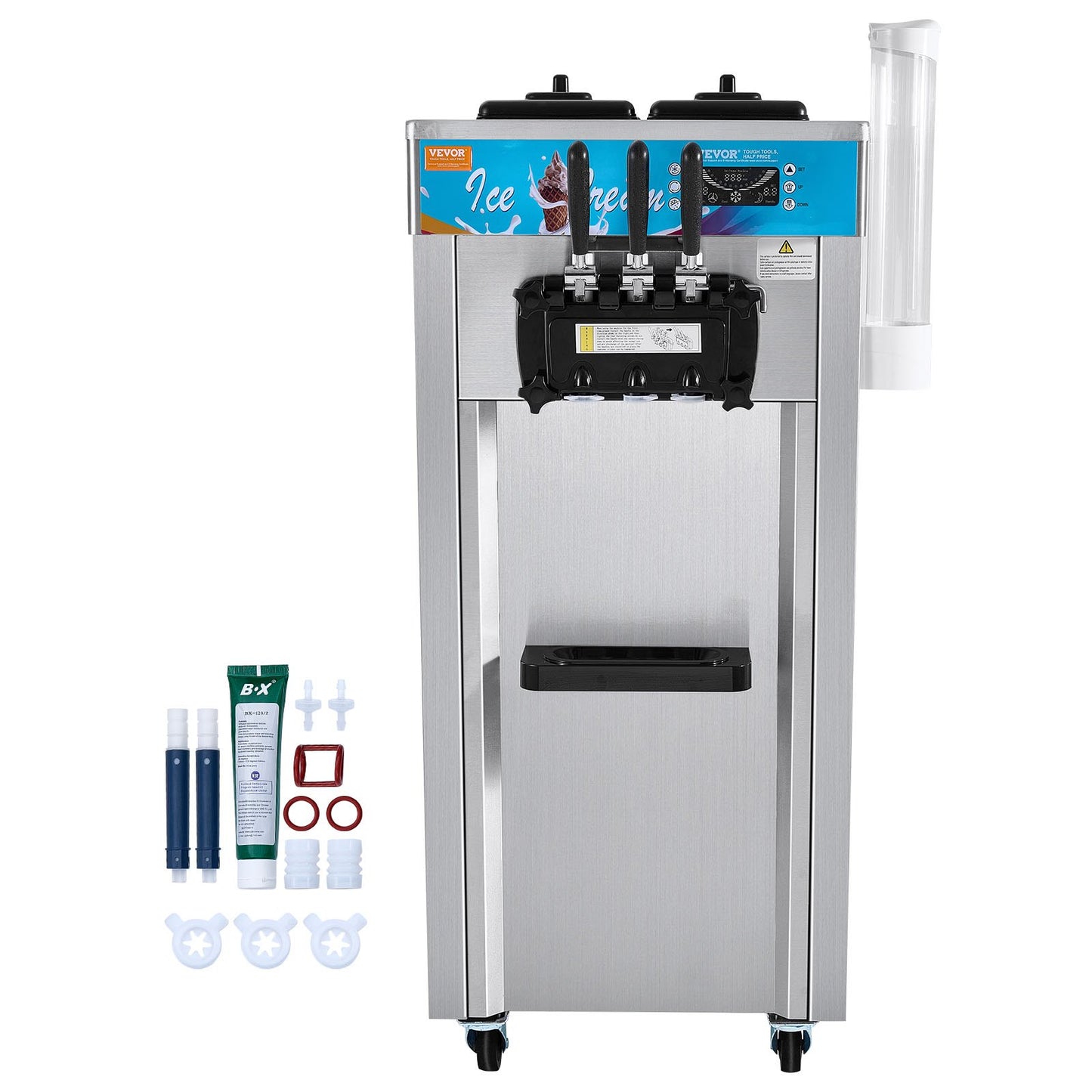 Máquina de Gelados Soft Serve Comercial 3 Sabores 1500W