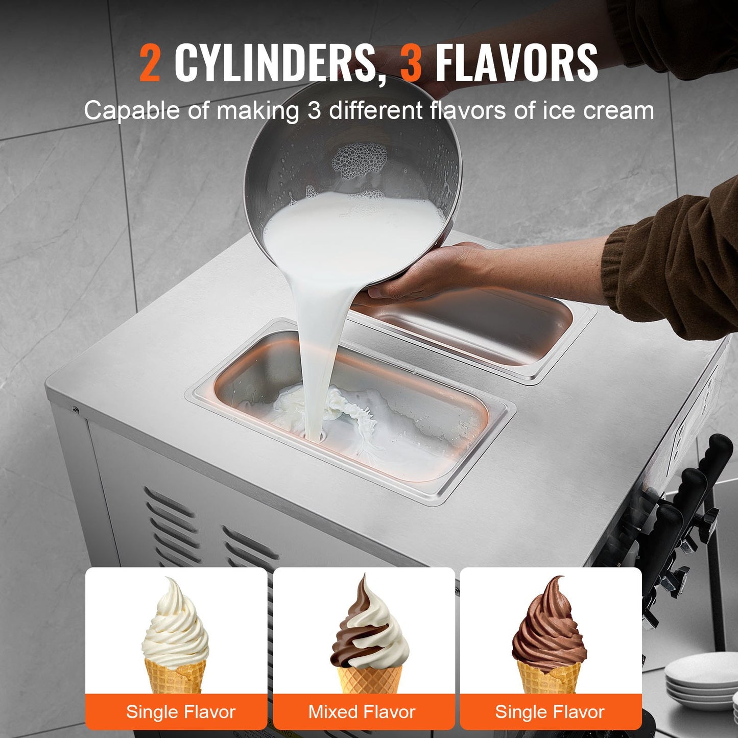 Máquina de Gelado Soft Serve Comercial 3 Sabores VEVOR