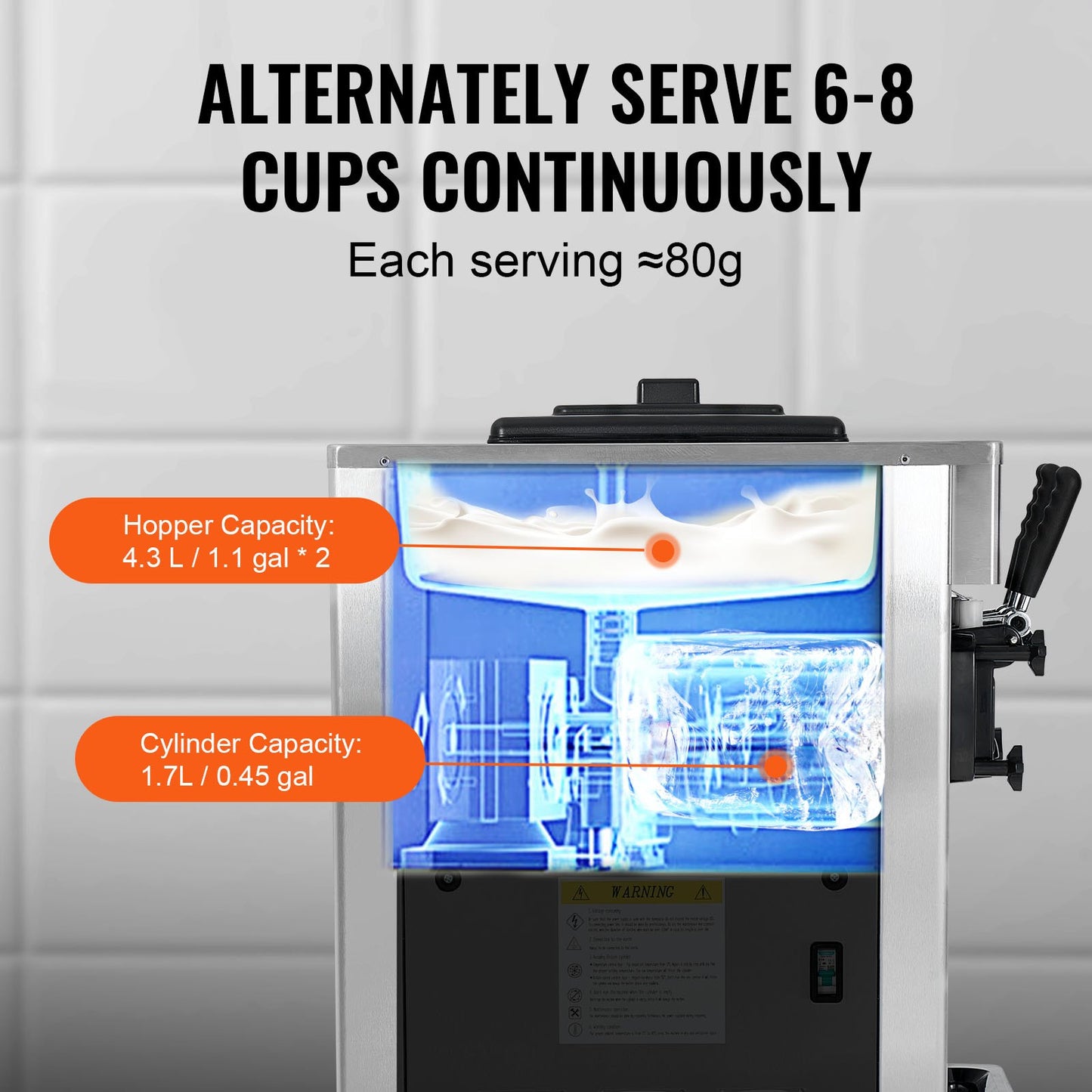 Máquina de Gelado Soft Serve Comercial 3 Sabores VEVOR