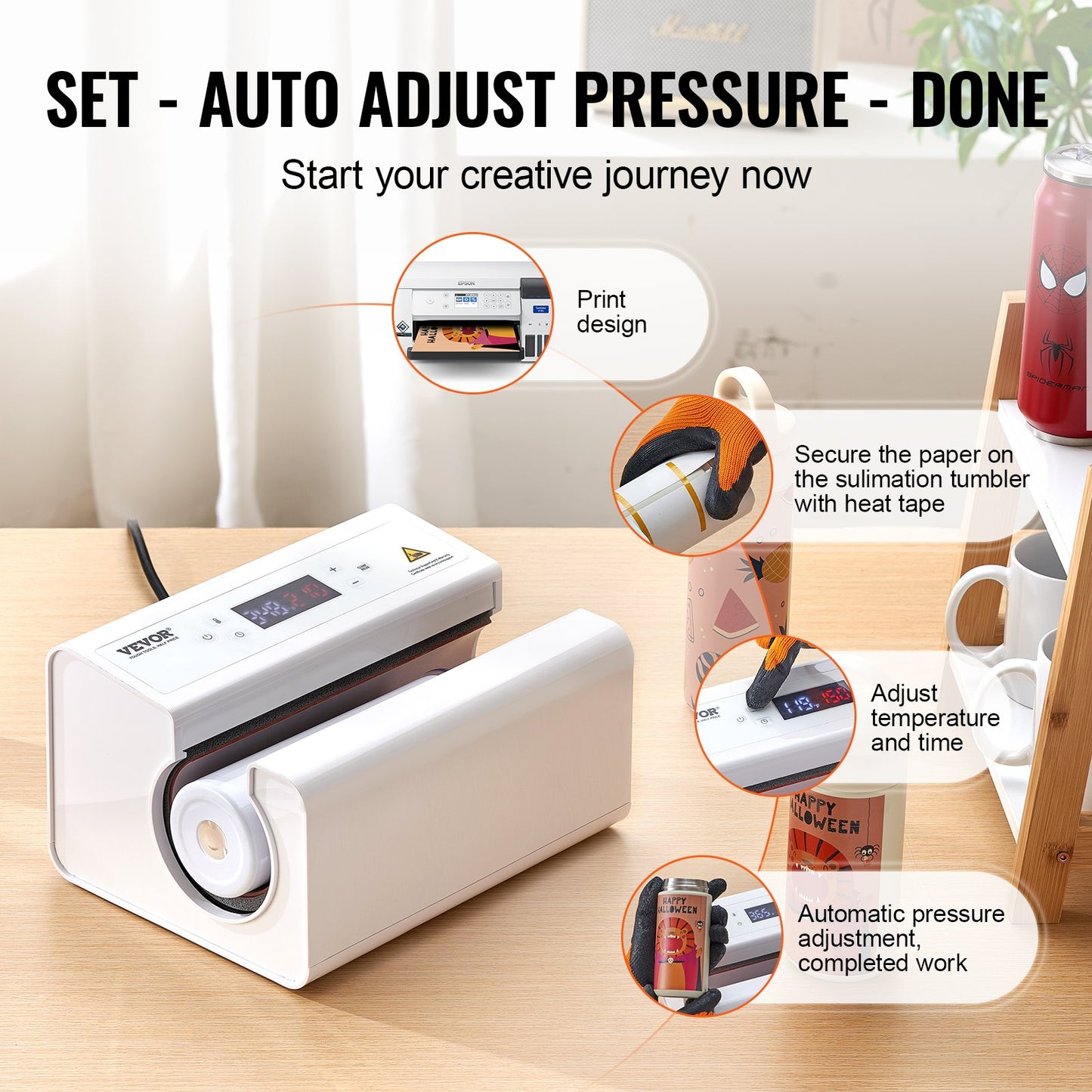 Prensa Térmica Automática para Canecas Sublimação VEVOR