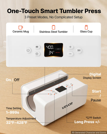 Prensa de Canecas Automática VEVOR 80kg para Sublimação